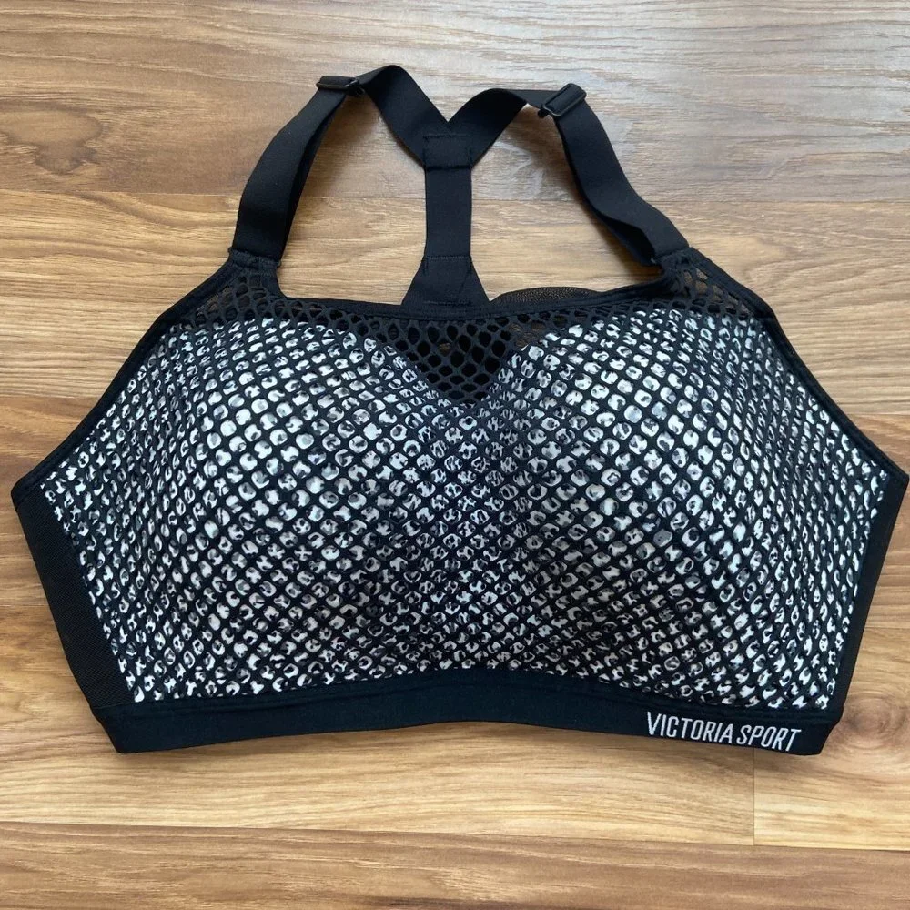 Victoria's Secret Sport Incredible Lightweight Max Sports Bra Fishnet Black 38DD